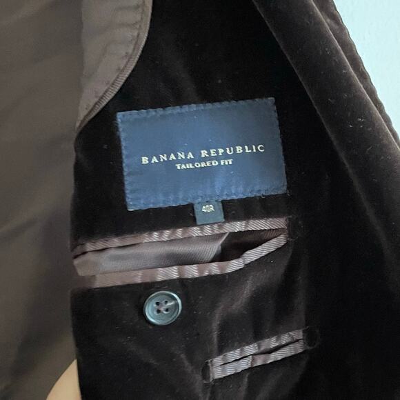 Banana Republic Brown Velvet Blazer Sport Coat SZ 40R Suit Jacket 2 Button EUC - Picture 6 of 14